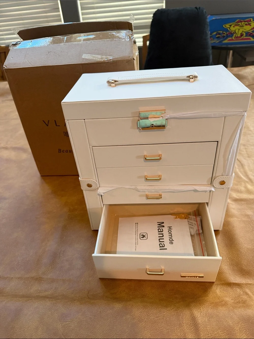 NIB VLANDO Large Jewelry Box, 6 Layer Storage Organizer, Removable Dividers